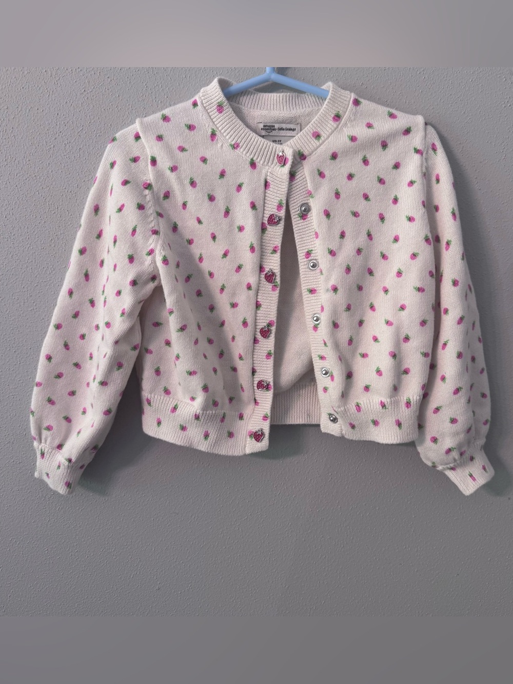 Amazon‎ Essentials x Sofia Grainge Girls Strawberry Print Cotton Cardigan 3T